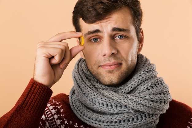 Close up portrait a man dressed in sweater