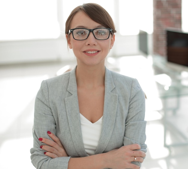 Close up portrait of a modern business woman photo with copy space