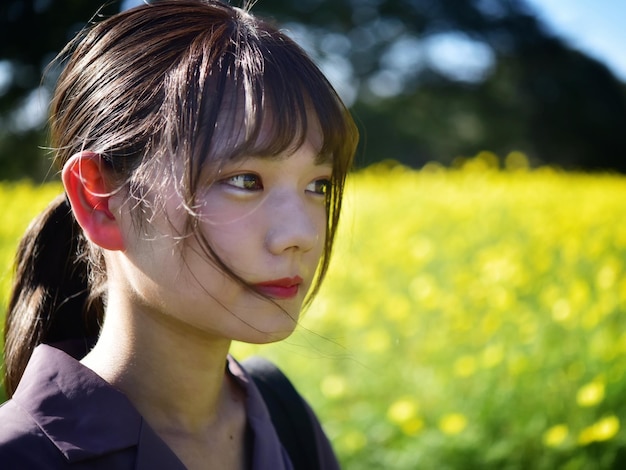 写真 女の子のクローズアップ肖像画