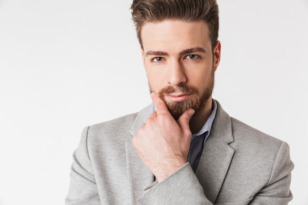 Close up portrait of a pensive young man