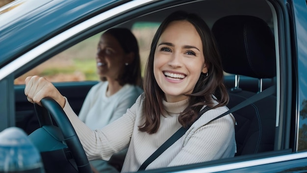 Close up portrait of pleasant looking female with glad positive expression being satisfied with un