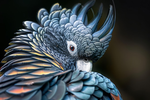 Close up portrait of a red Tailed Black Cockatoo also known as Banks Black Cockatoo