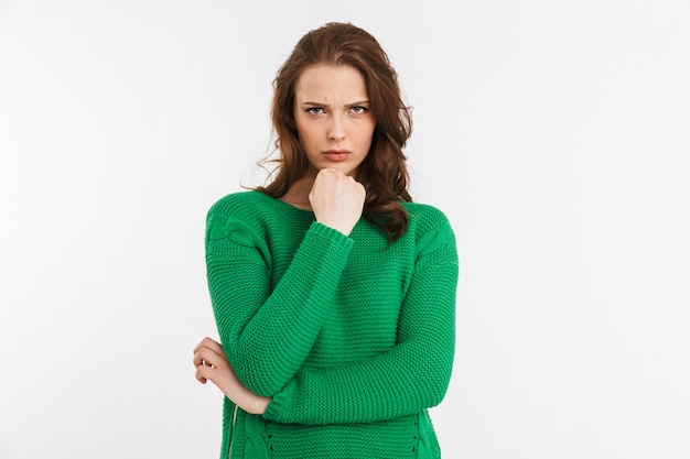 Close up portrait of a sad young woman