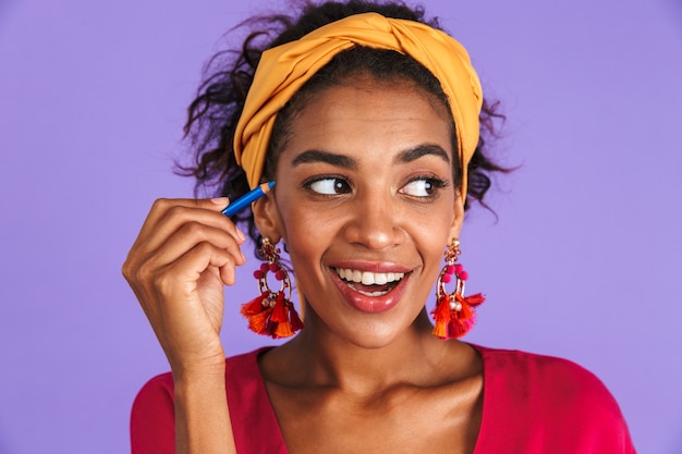 Close up portrait of a shocked young african woman