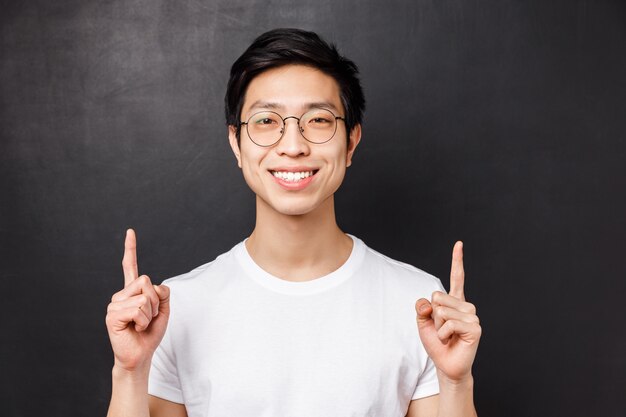 Close-up portrait of simple cute asian man