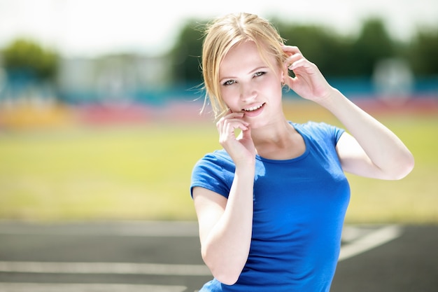 Close-up portrait of sporty girl