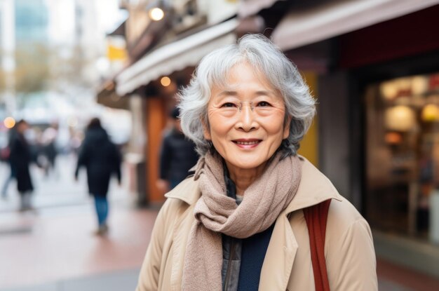 写真 近くに立つ肖像画 街で立つ 幸せな