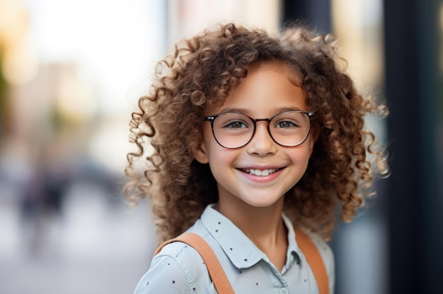 Photo close up portrait standing in the street and happy