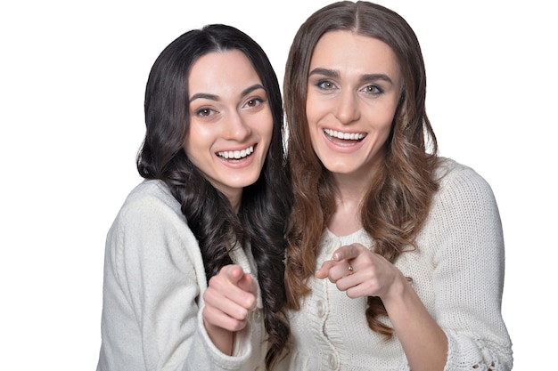 Close up portrait of two female friends