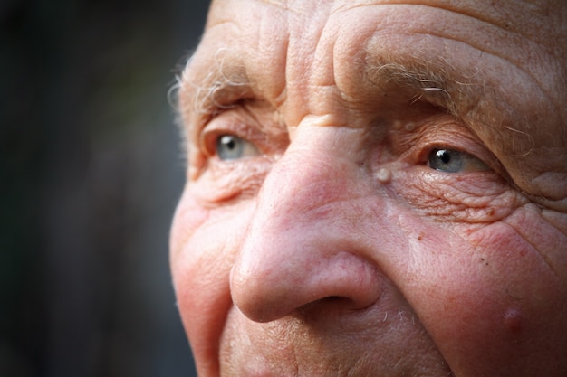 Close-up portrait of a very old man