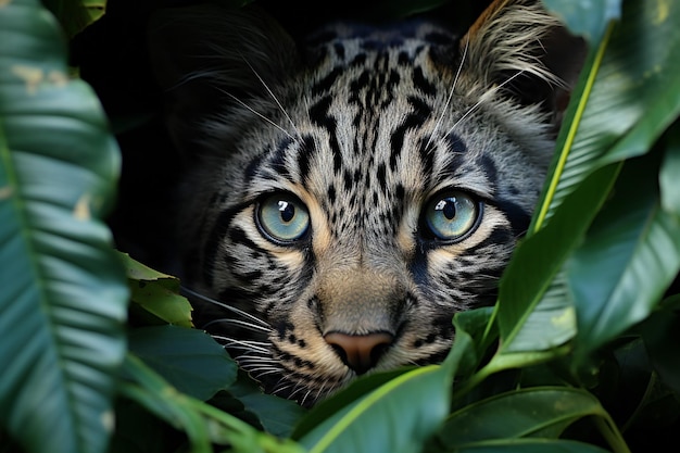 Close up portrait of a wild cat in the jungle of Costa Rica