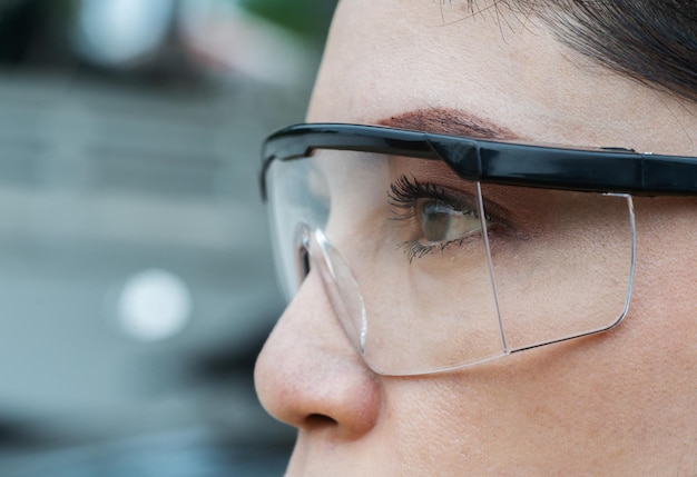 Photo close-up portrait of woman wearing eyeglasses