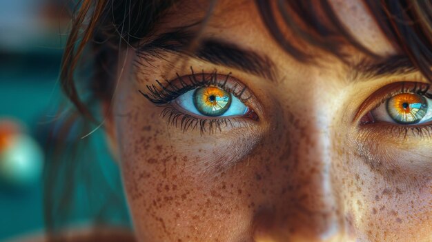 Портрет женщины с голубыми глазами вблизи