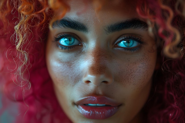 Close Up Portrait of a Woman With Blue Eyes