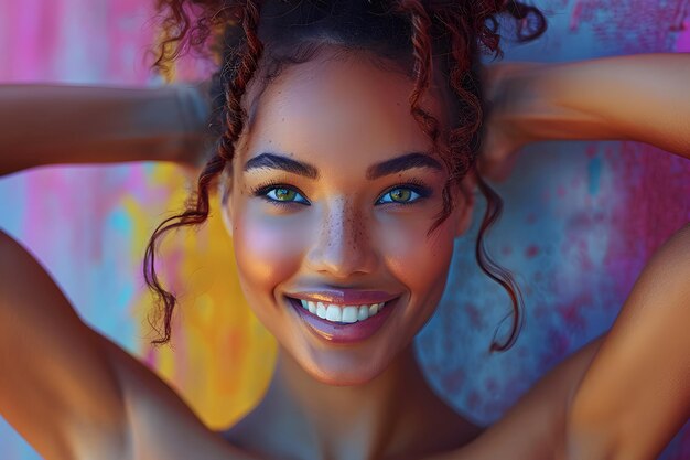 Close Up Portrait of a Woman With Curly Hair