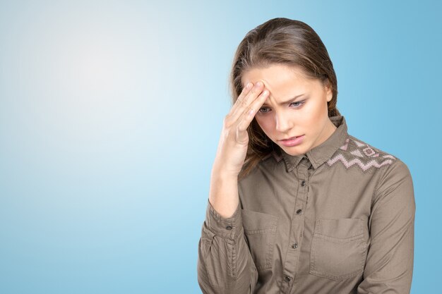 Close up Portrait of woman with headache