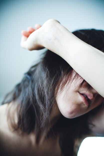 Foto ritratto di una donna in primo piano