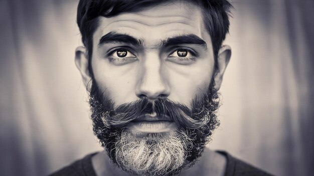 Портрет молодого бородатого мужчины вблизи