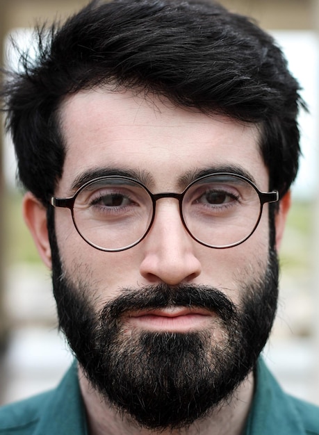 Close-up portrait of young bearded man