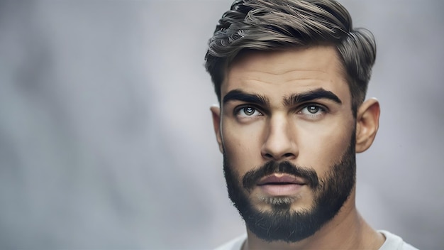 Close up portrait of a young bearded man