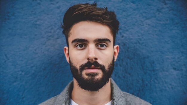 Close up portrait of a young bearded man