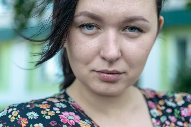 Close up portrait young beautiful woman