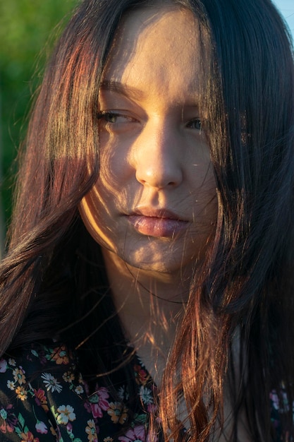 Close up portrait of a young Caucasian girl