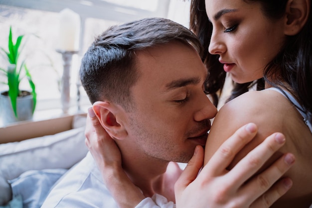 Photo close-up portrait of young couple