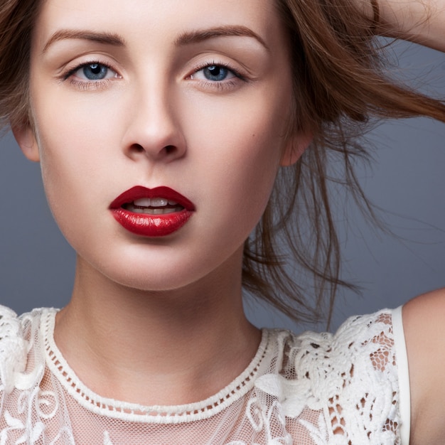 Close-up portrait of a young lady