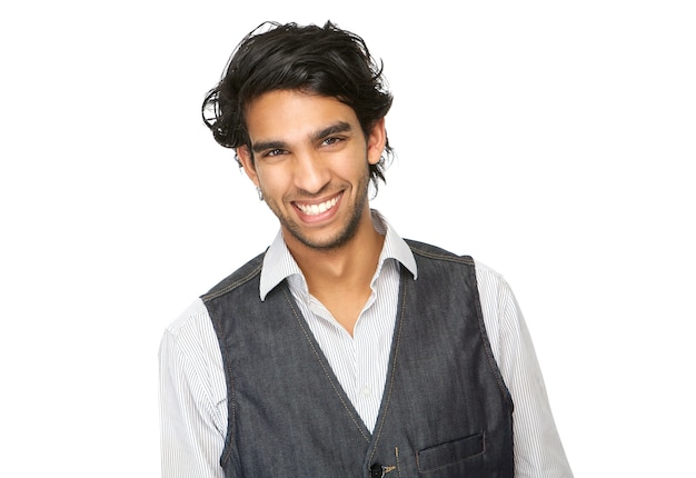 Close up portrait of a young man laughing