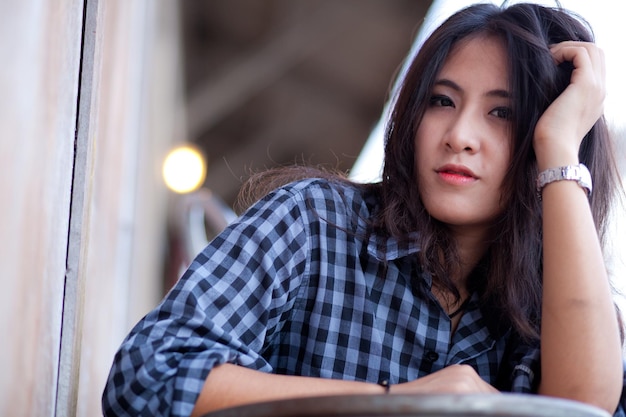 Close-up portrait of young woman outdoors