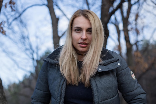 Close-up portrait of young woman during winter