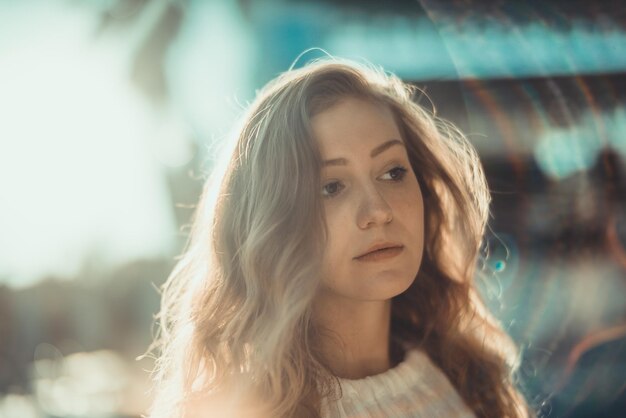 Photo close-up portrait of young woman