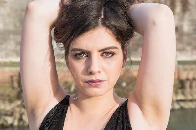 Photo close-up portrait of young woman