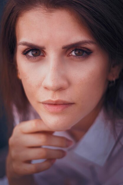 Photo close-up portrait of young woman