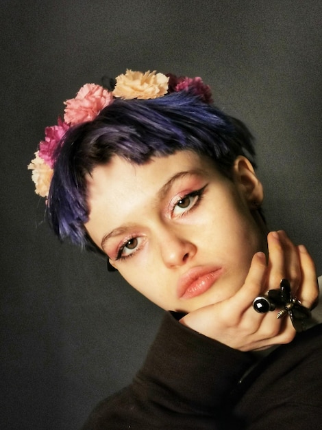 Photo close-up portrait of a young woman