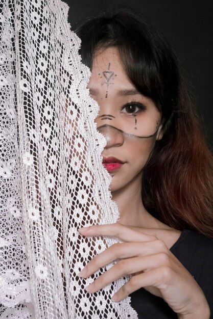 Photo close-up portrait of young woman