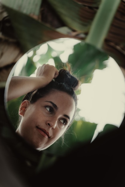 Photo close-up portrait of a young woman