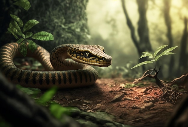 Close-up portret van aanvallende cobra in de jungle