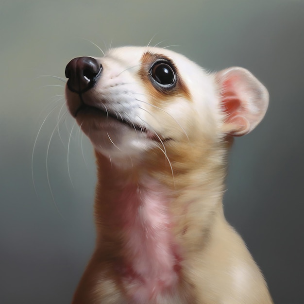 Close-up portret van een chihuahua hond op een grijze achtergrond