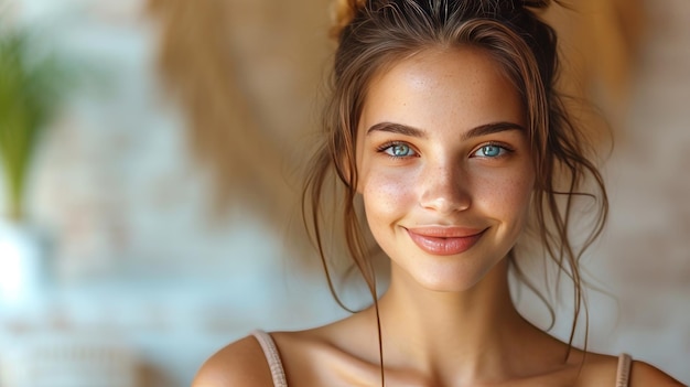 Close-up portret van een gelukkig meisje met gezonde tanden.