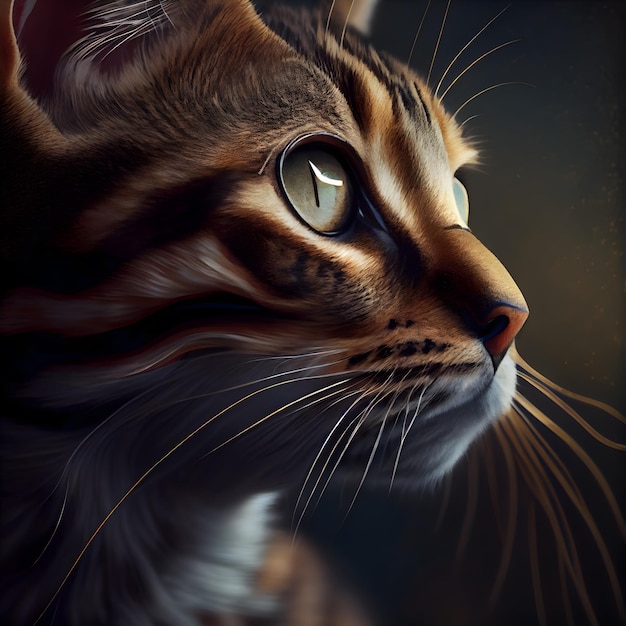 Close-up portret van een kat met grote ogen 3D-rendering