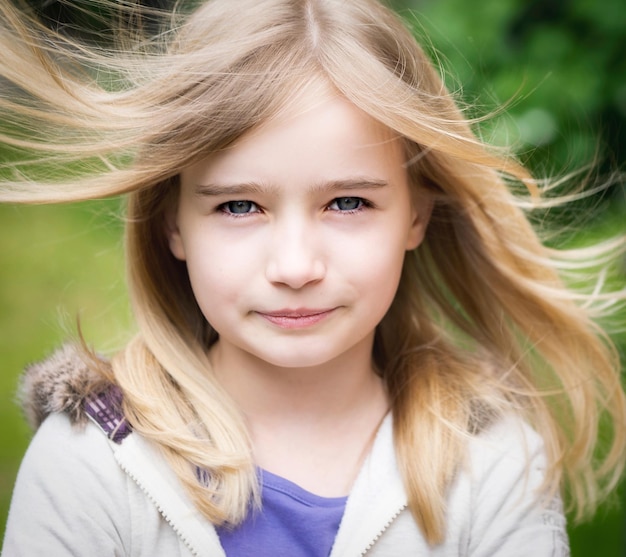 Foto close-up portret van een meisje met losse haren