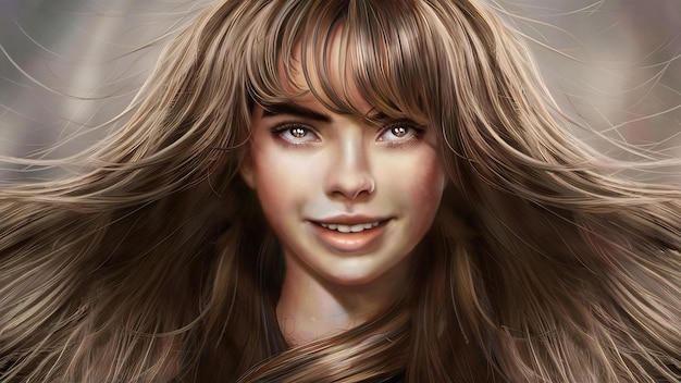 Close-up portret van een mooie jonge vrouw met elegant lang glanzend haar