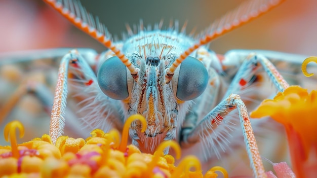 Close-Up portret van een mot op een bloem