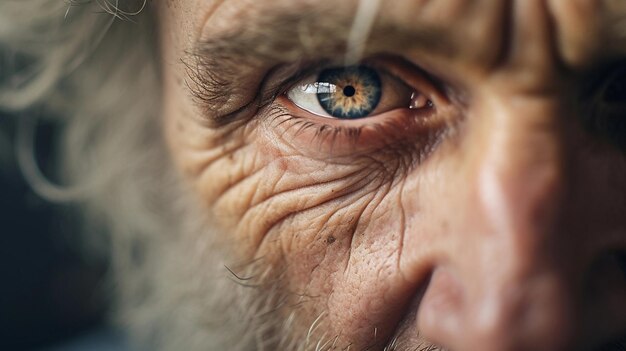 close-up portret van een oude man oog AI gegenereerd