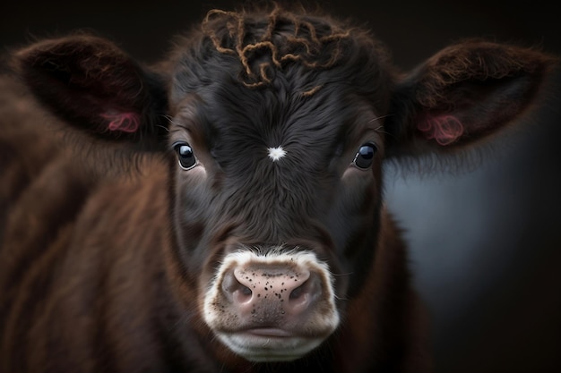 Close-up portret van een pasgeboren kalf generatieve AI