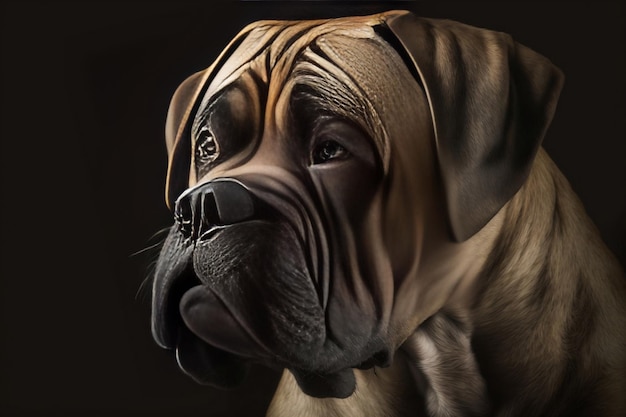 Close-up portret van een schattige bokser hond generatieve AI