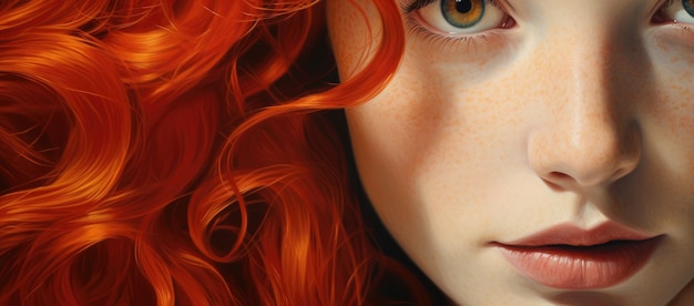 Close-Up portret van een vrouw met vurig rood haar