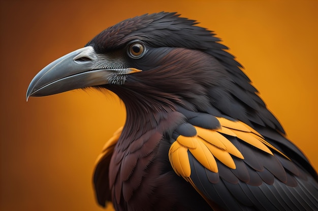 Close-up portret van een zwarte raaf Corvus corax ai generatief